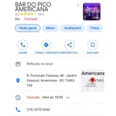Cliente - BAR DO PICO AMERICANA - Americana - SP   São Paulo